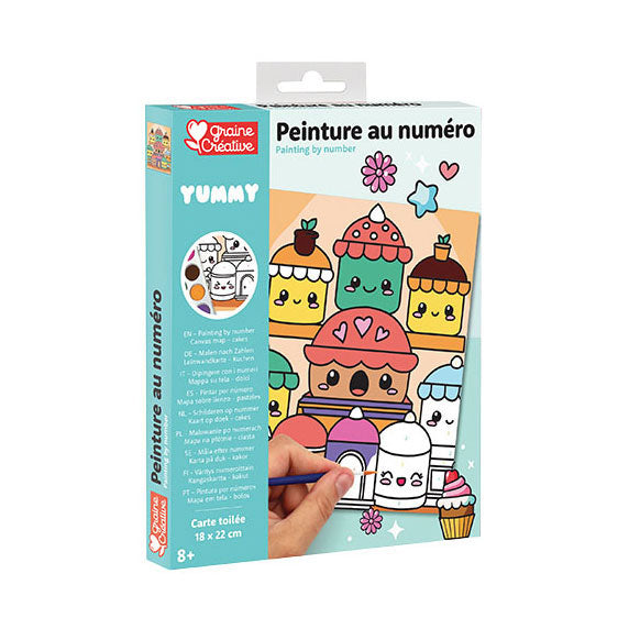 Graine creative graine schilderen op nummer set kawaii cakes - incl. acrylverf en penseel