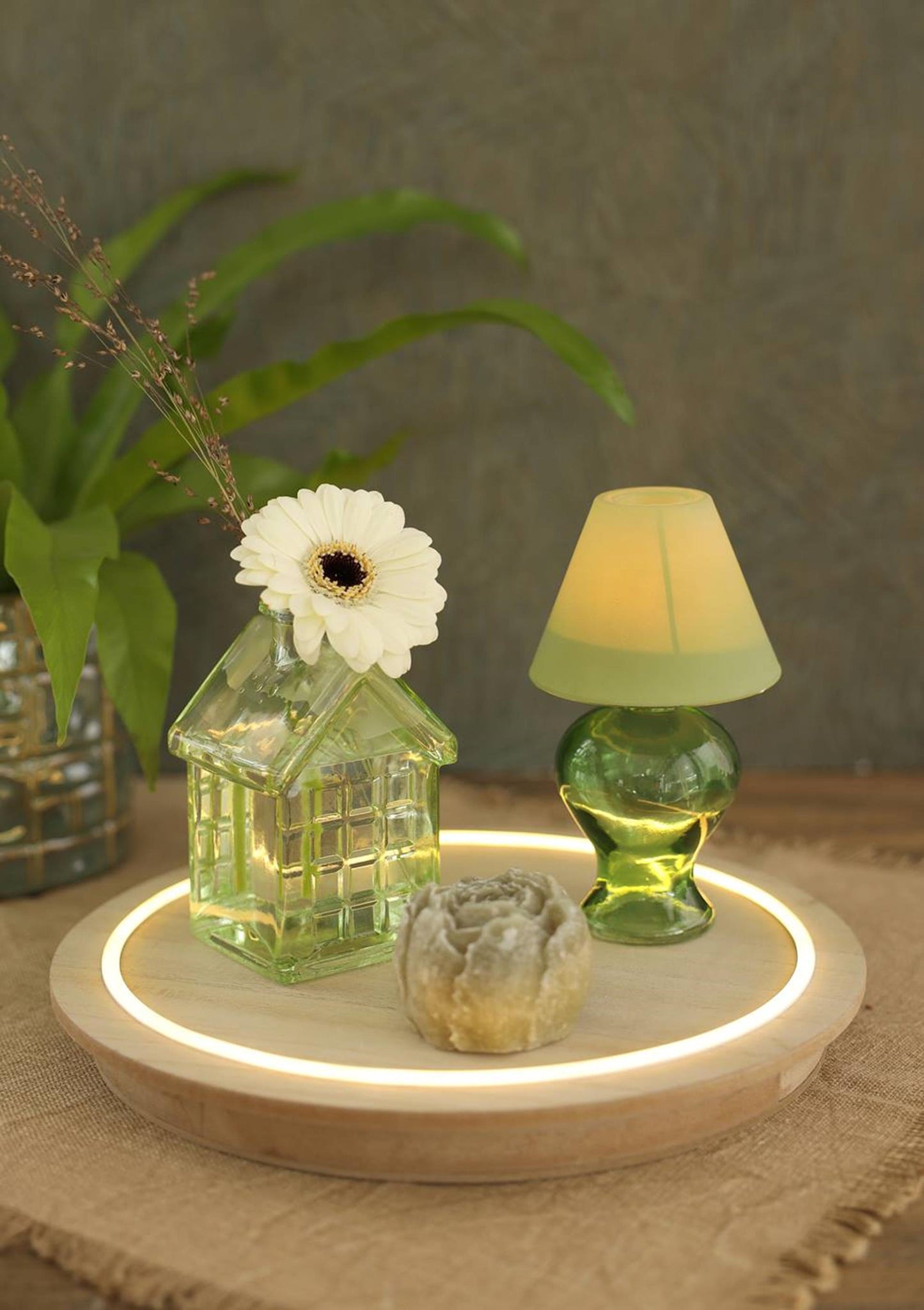 Ideas 4 estaciones plato de madera con luz neón ã˜28x2,6 cm control táctil