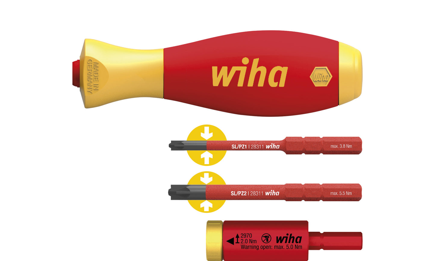 Wiha 41477 | set di coppia adattatore easytorque elettrico | con supporto slimvario® e slimbits sl pz | 4 pezzi - 41477