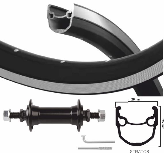 Ruota anteriore kgs da 28 pollici (622) Velg Ryde Stratos Silver Black Asse fisso