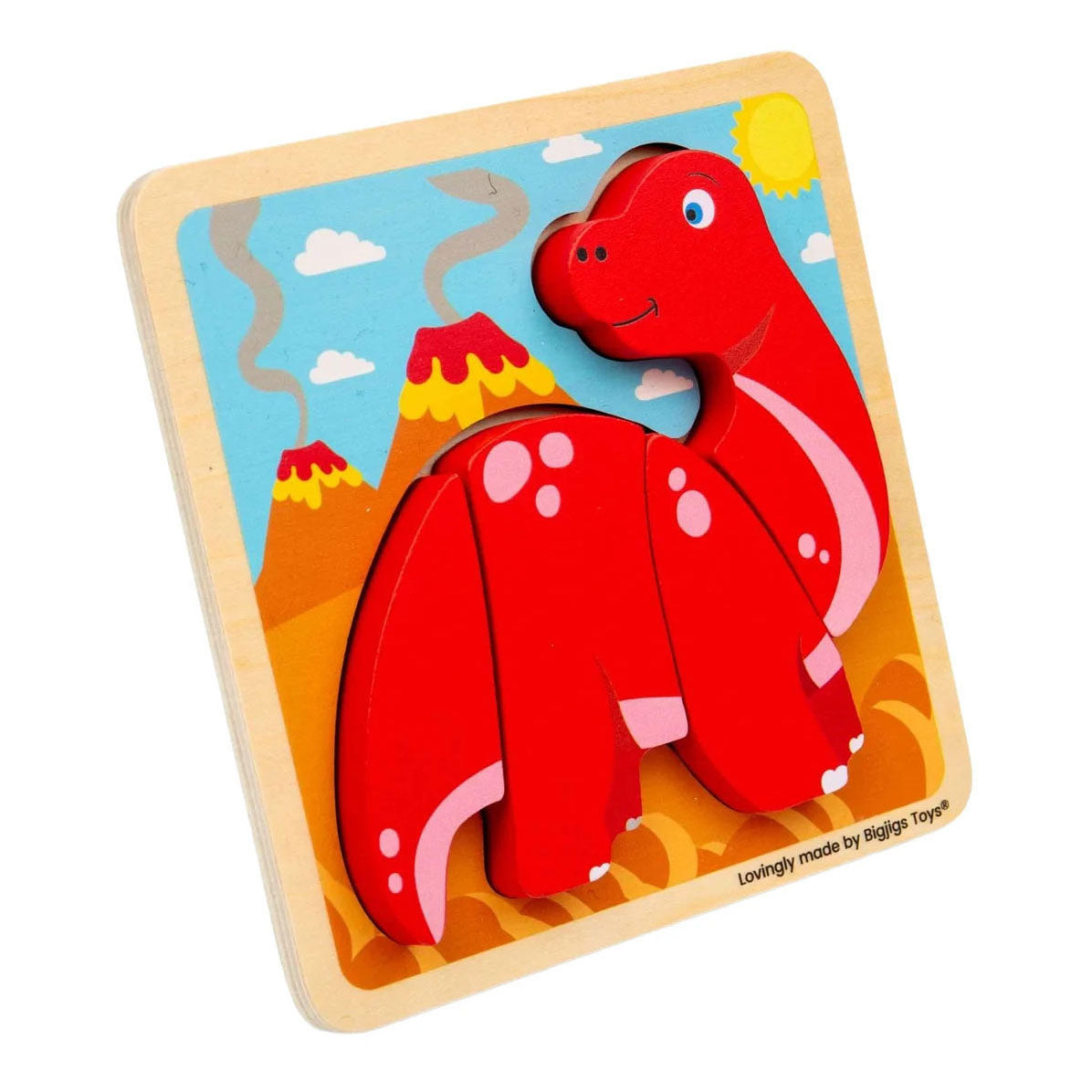 Puzzle Bigjigs a forma di diplodoco in legno - 4 pz.