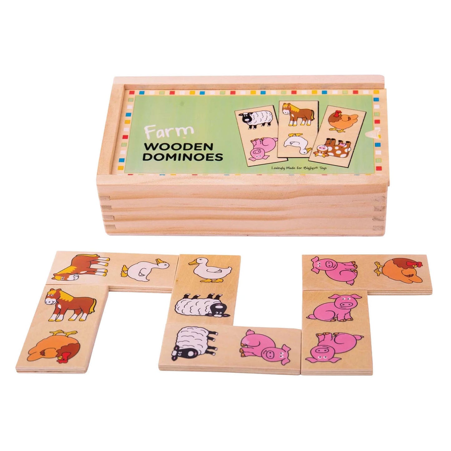 Bigjigs houten domino boerderijdieren