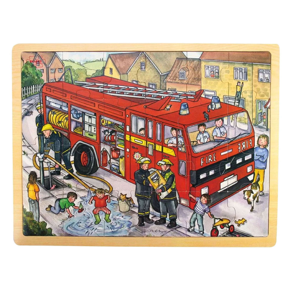 Puzzle in legno Bigjigs camion dei pompieri - 24 pezzi.