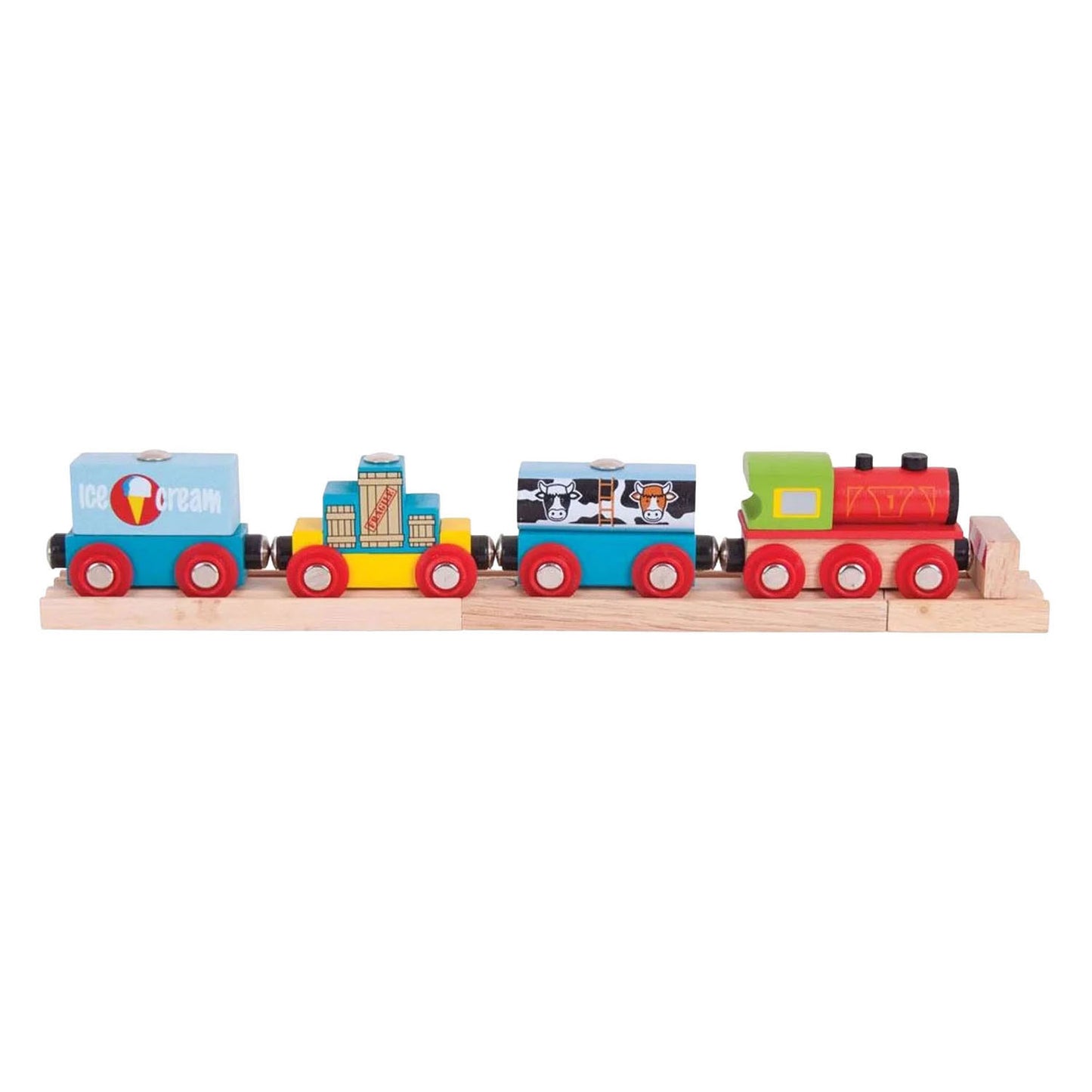 Bigjigs treno merci in legno - 9 pz.