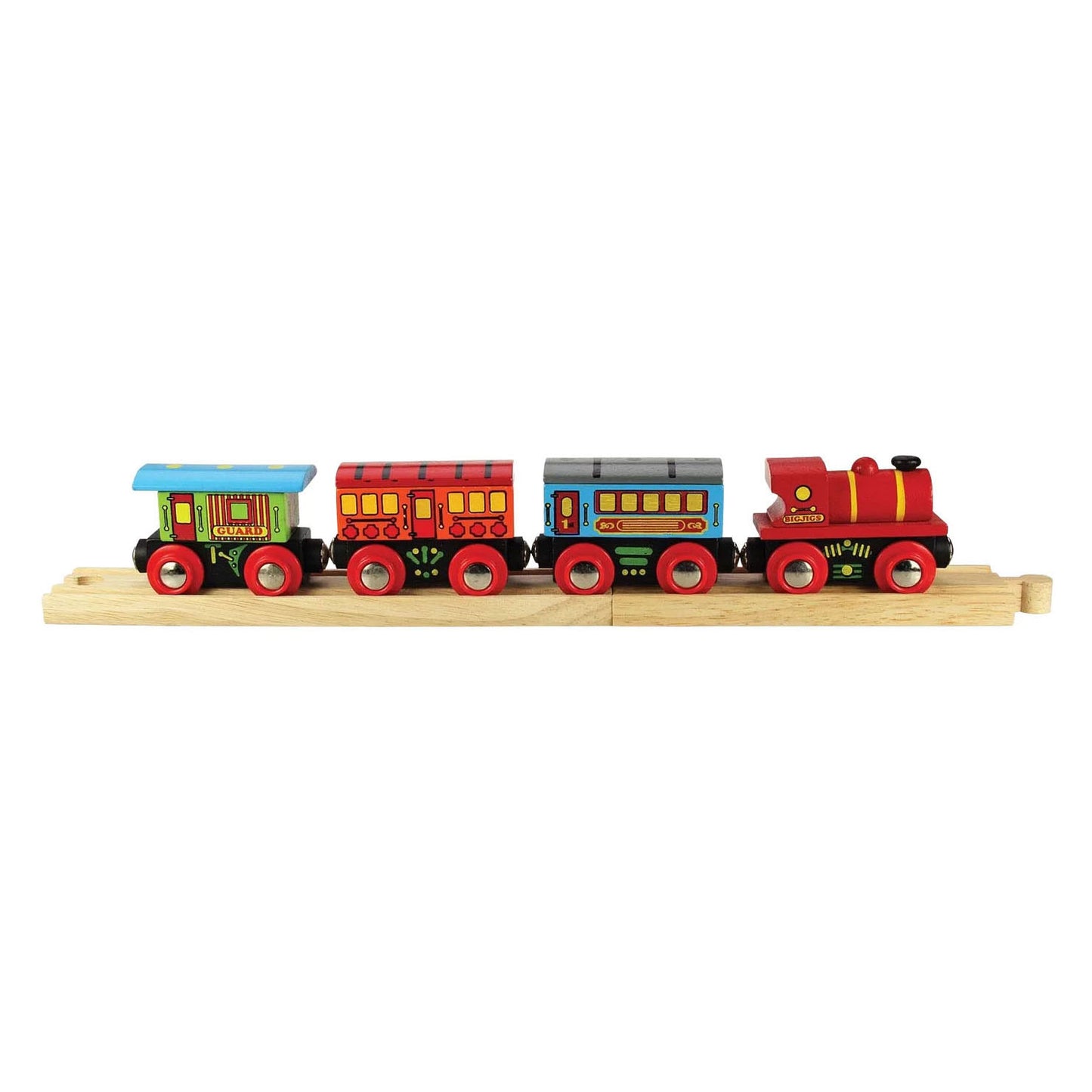 Tren de pasajeros de madera Bigjigs - 9 piezas.