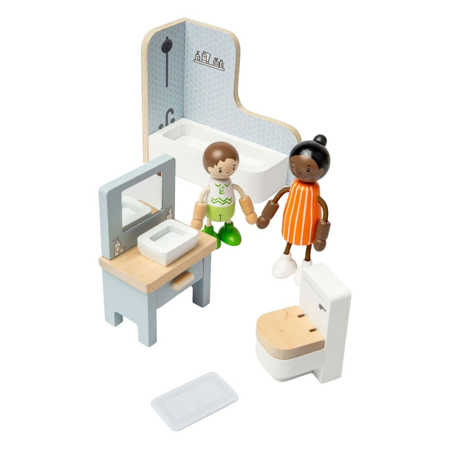 Mobili da bagno per casa delle bambole in legno Bigjigs - 4 pezzi.