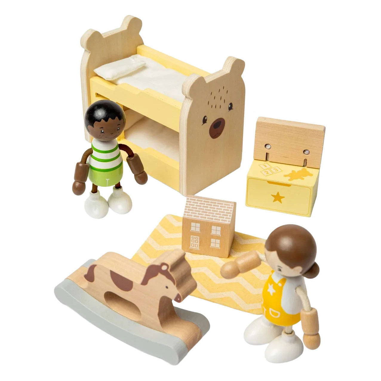 Mobili per casa delle bambole in legno Bigjigs per la camera dei bambini - 5 pezzi.