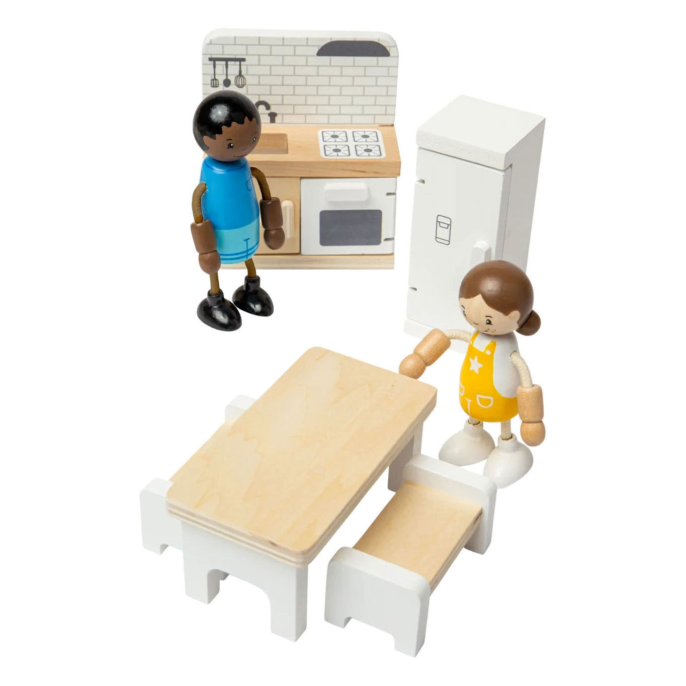 Mobili da cucina per case delle bambole in legno Bigjigs - 5 pezzi.