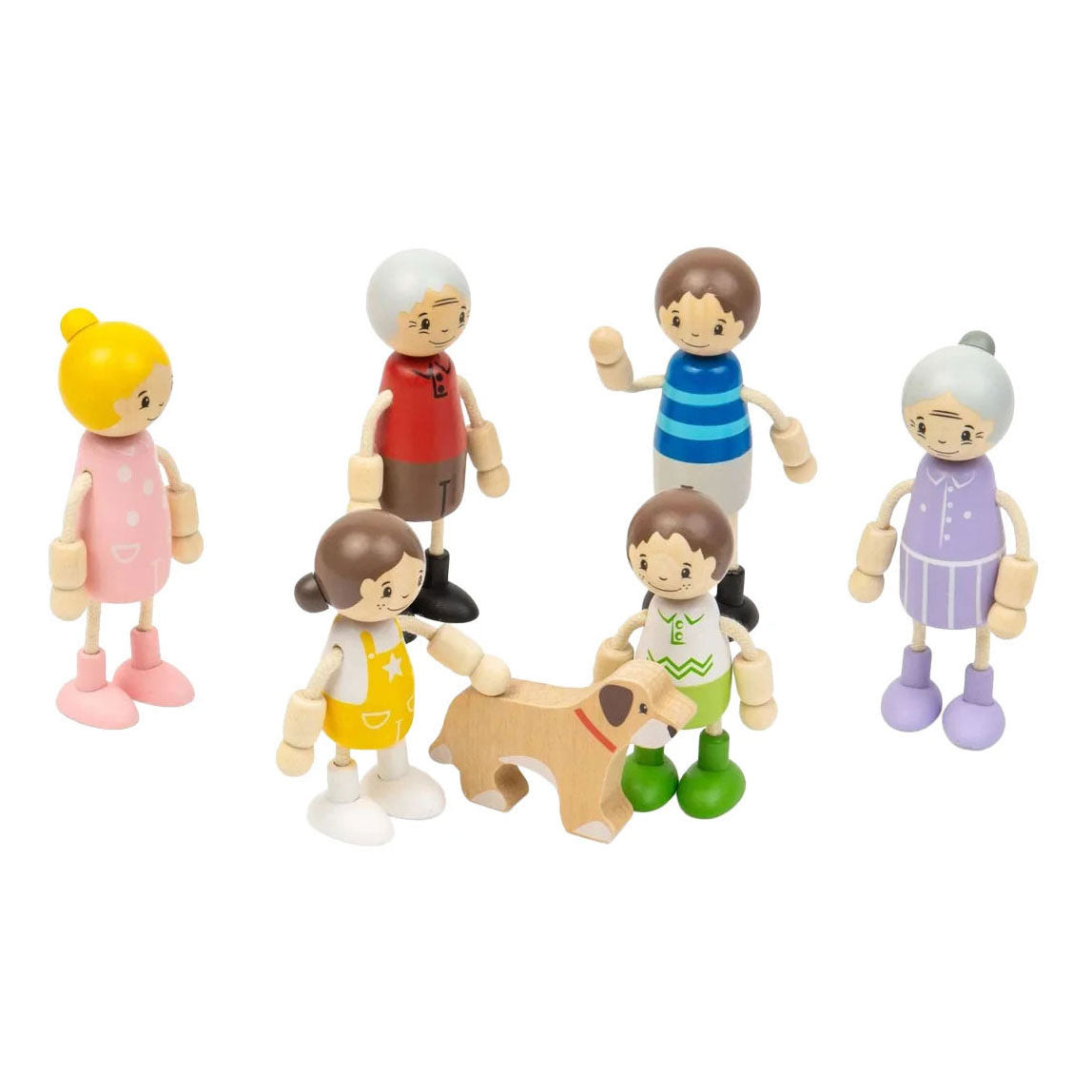 Famiglia di case delle bambole in legno Bigjigs - 7 pezzi.