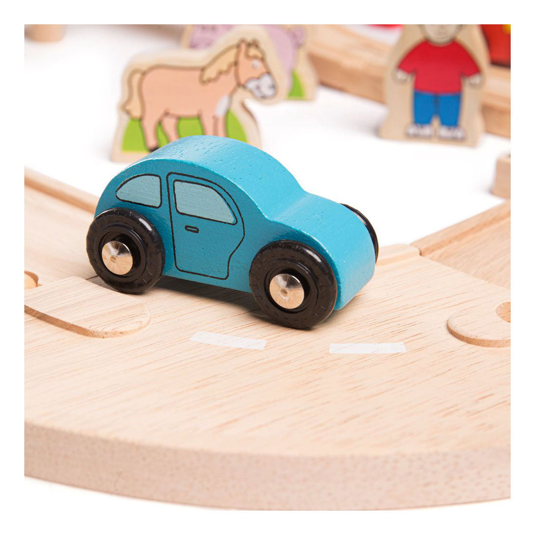 Bigjigs Wooden Road and Train Set Countryside, 80dlg.