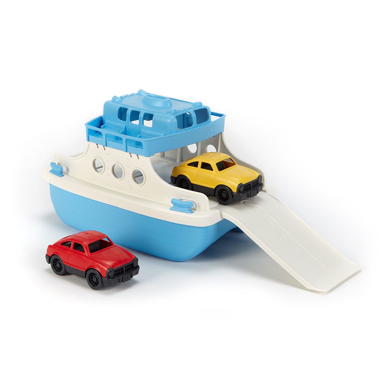 Póngase de juguetes verdes con coches ferry con autos