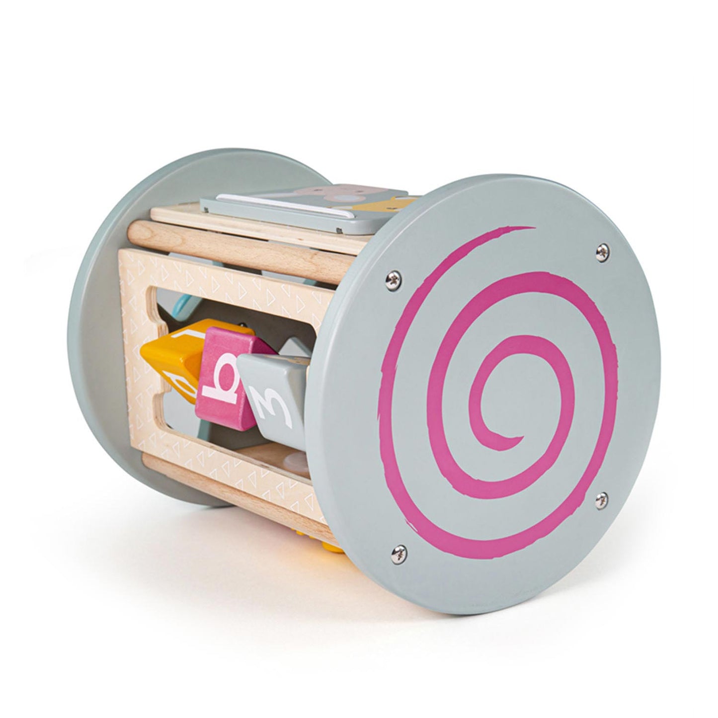 Bigjigs Rolling Activity Box and Shape Stufato di legno, 5dlg.