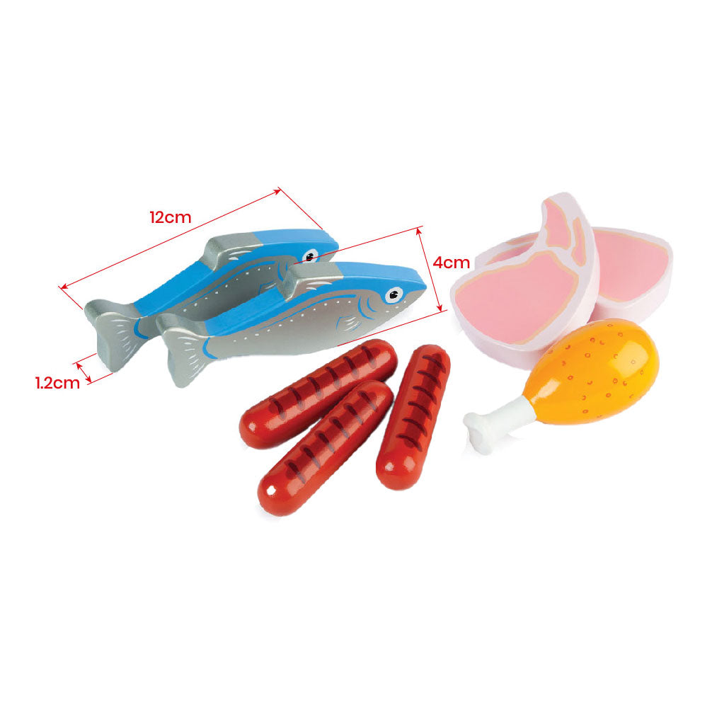 Tidlo Playets in legno carne e pesce in scatola, 8dlg.