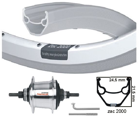 Ruota posteriore kgs 28 pollici 622 argento nexus 7 centro