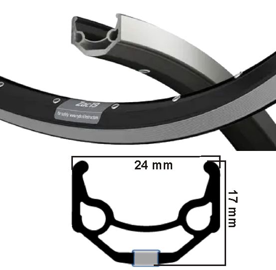 Ryde Velg Zac 19 Black Silver 24mm 28 36 fori 14g Etro 622