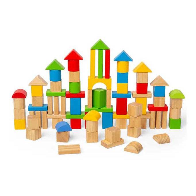 Bloques de construcción de color bigjigs de madera, 80dlg.