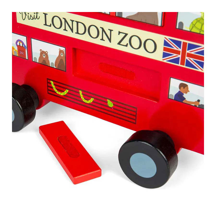 Figura de madera con tirador de autobús londinense de Bigjigs