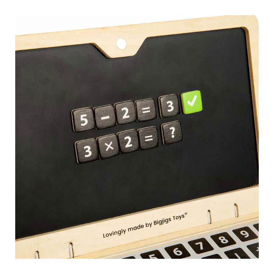 Set di laptop giocattolo in legno Bigjigs, 95dlg.