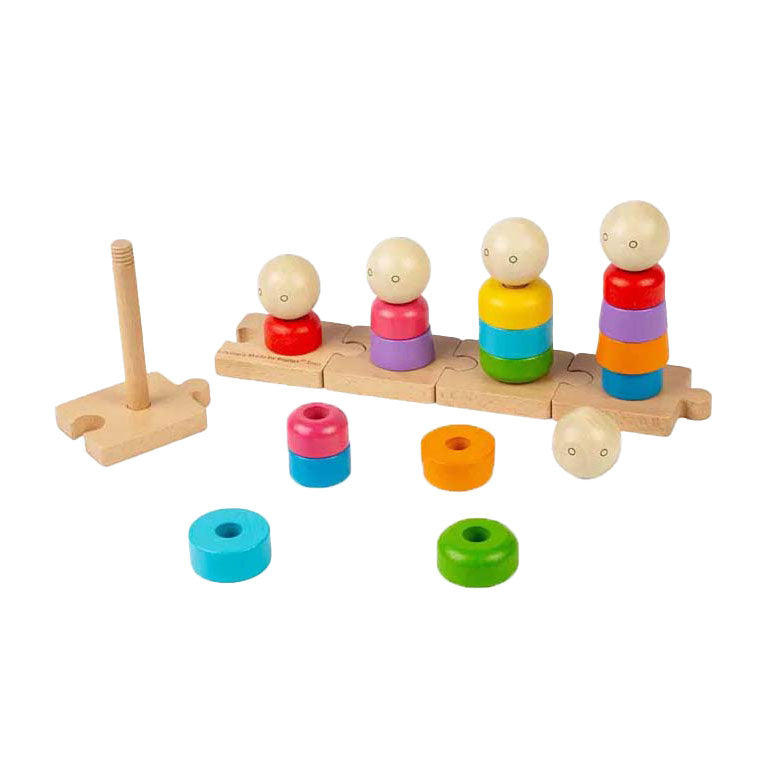 Bigjigs Wooden Rainbow Famiglia che impila giocattoli, 25dlg.