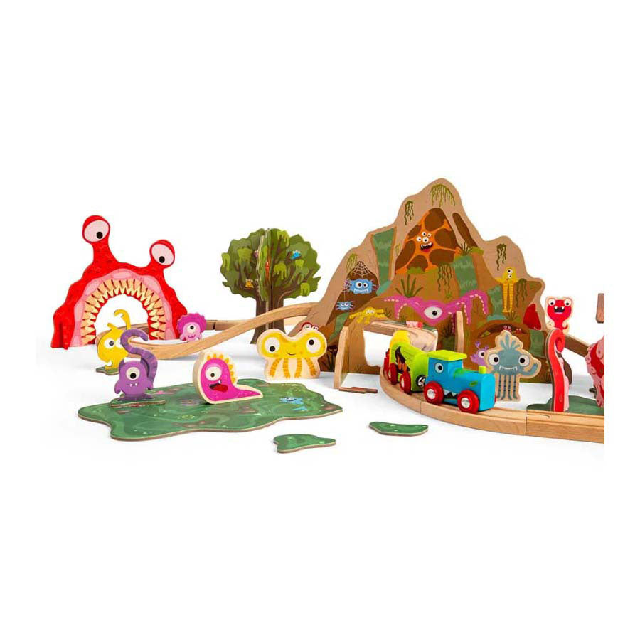 Bigjigs Wooden Monster Train set, 50dlg.