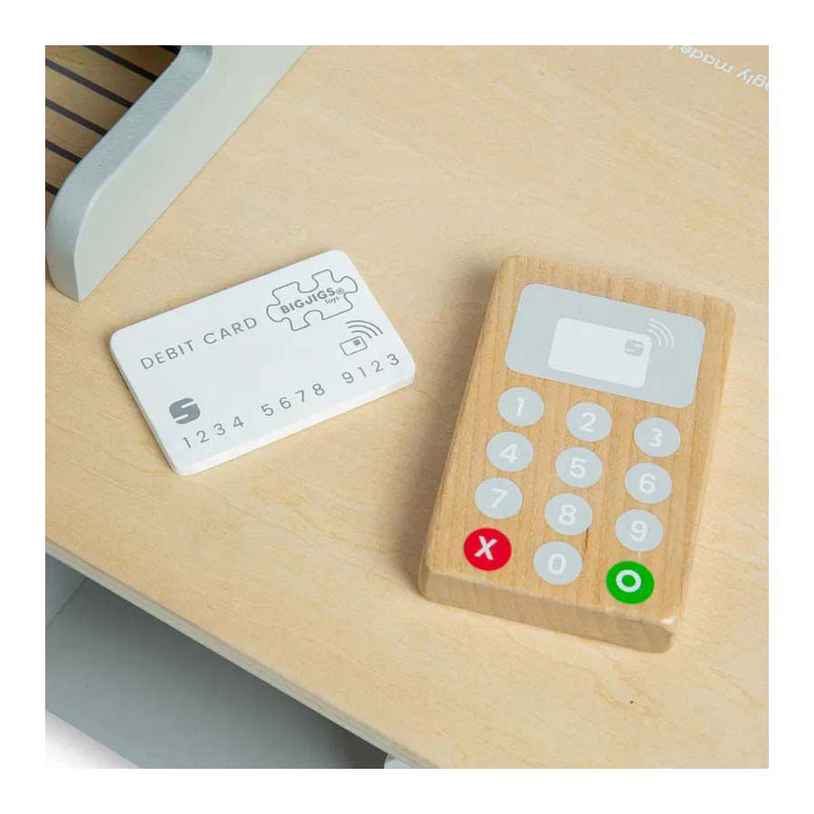 Juego de rincón de café de madera Bigjigs, 32 piezas.