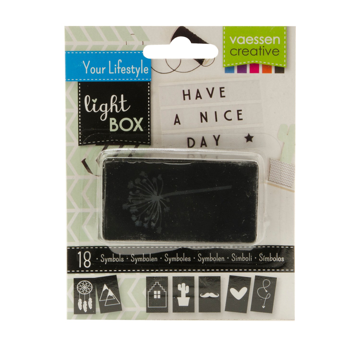 Vaessen creative • caja de luz símbolos monocromáticos 18 piezas