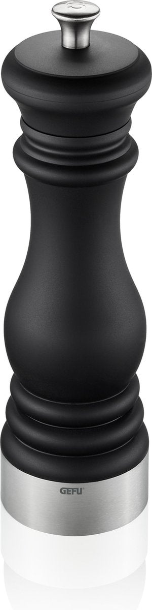 Molinillo de sal o pimienta Gefu flavio – 21 cm – molinillo de cerámica – infinitamente ajustable – negro mate
