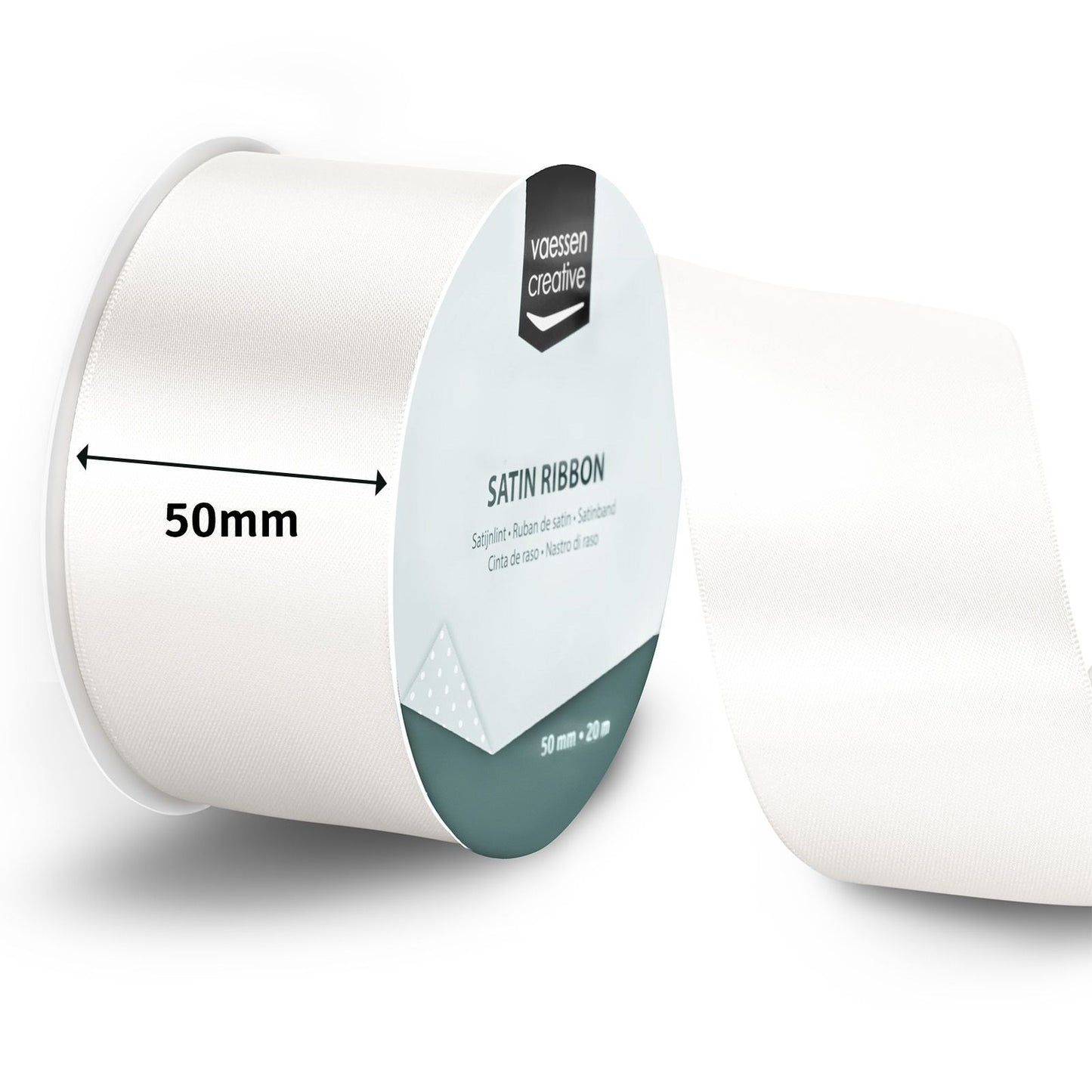 Vaessen creative • nastro di raso 20mx50mm bianco