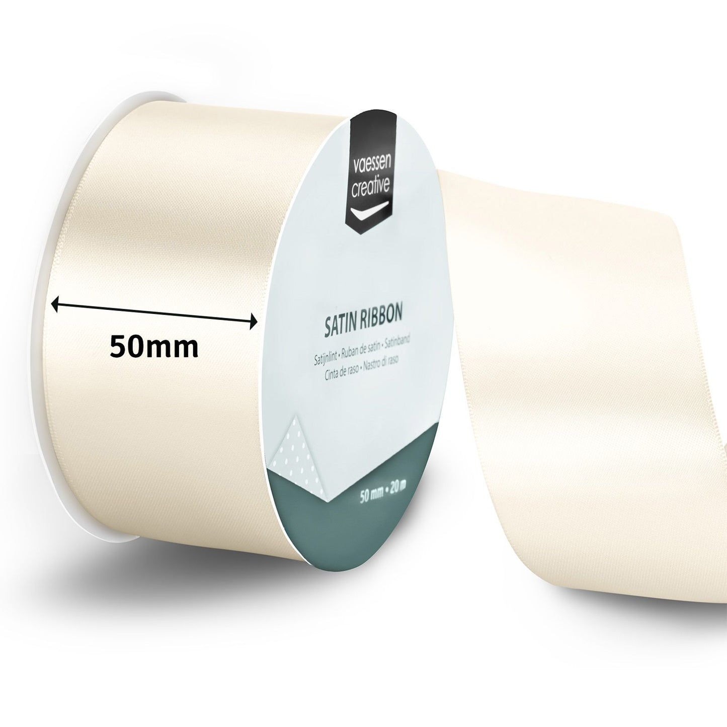 Vaessen creative • nastro di raso 20mx50mm bianco antico