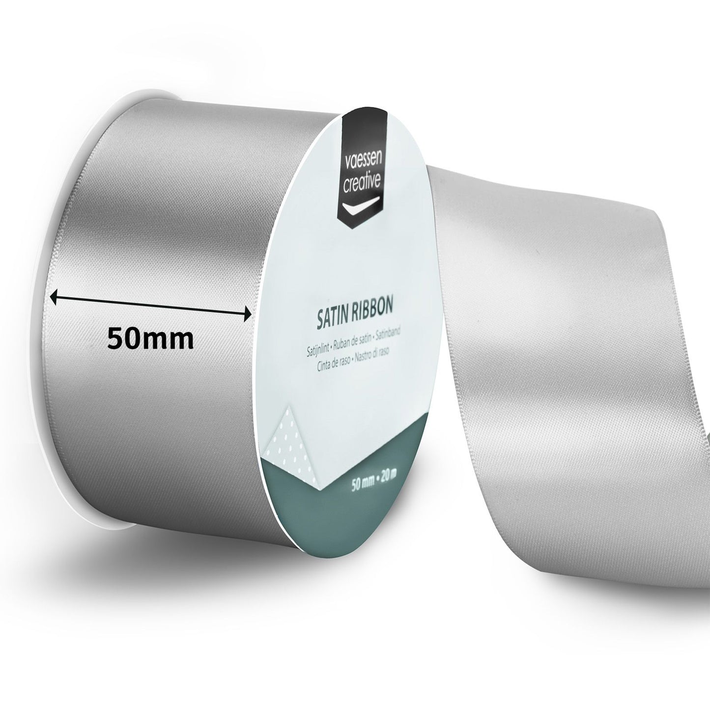 Vaessen creative • nastro di raso 20mx50mm argento
