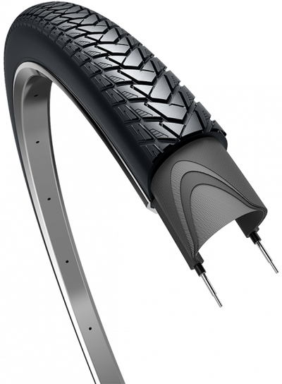 Borde de neumáticos Traveler básico 28 x 1.60 42-622 Negro con reflexión