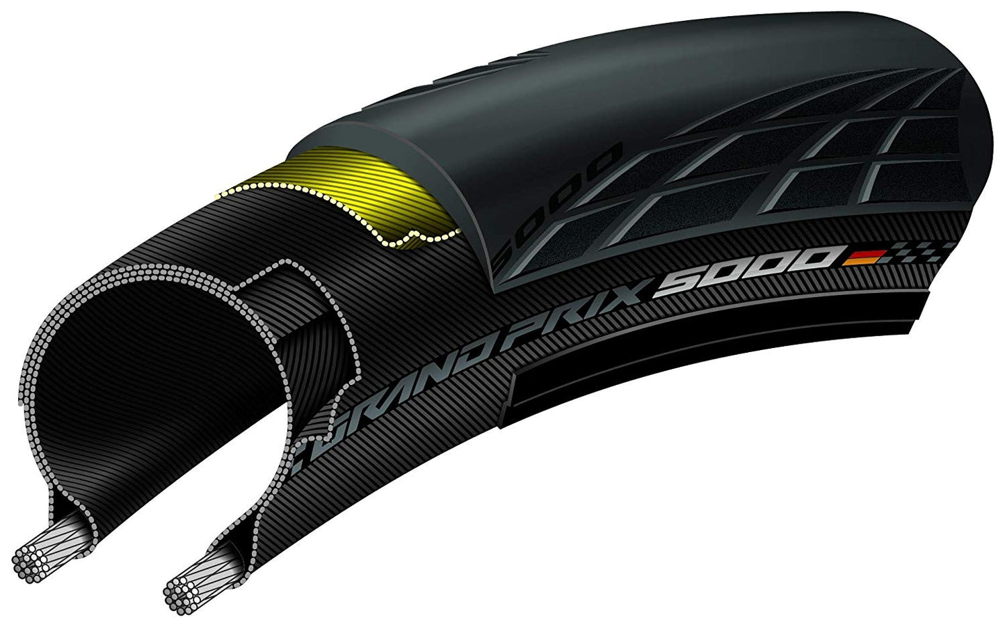 Continental Grand Prix 5000 plegable Banda, bicicleta de carreras, 28-622, negro
