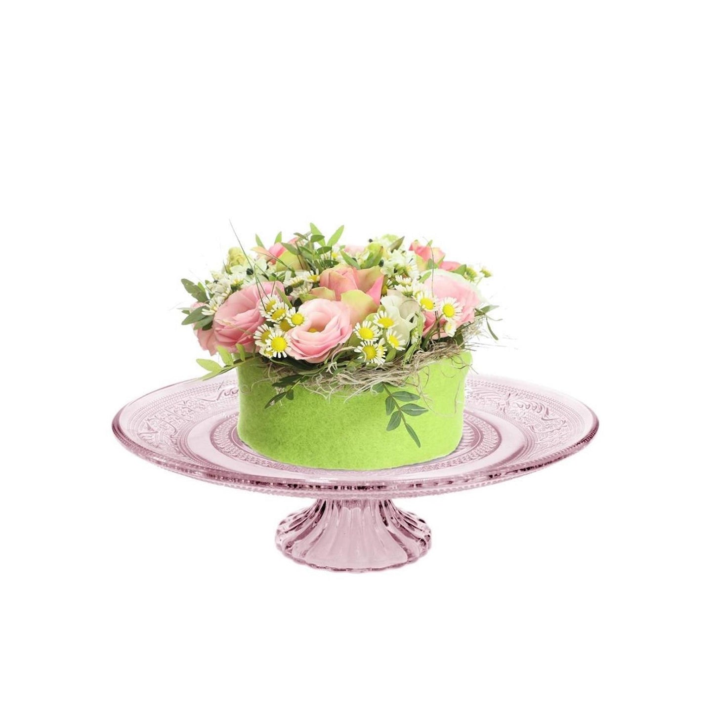 Ideas 4 seasons schaal op voet glas ã˜23xh8cm roze