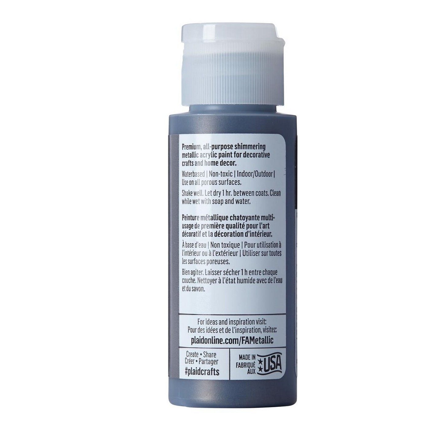 Folkart • vernice acrilica metallizzata grigio canna di fucile 59 ml