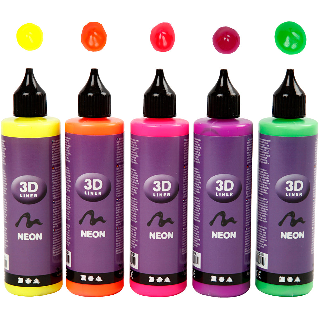 Creativ company Liner 3d, colori neon, 5x100 ml 1 scatola