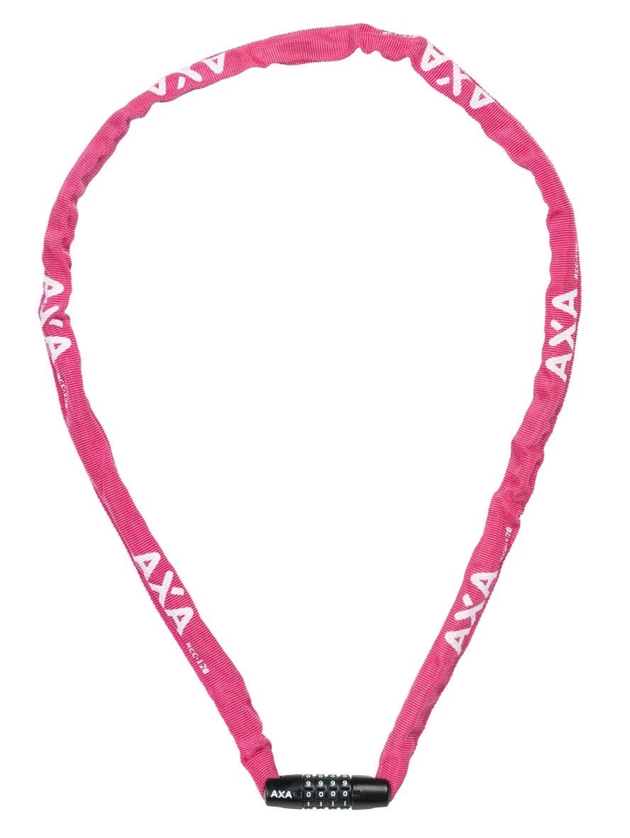 Candado de cadena Axa rígido código rcc 120x3,5 con funda de poliéster - rosa