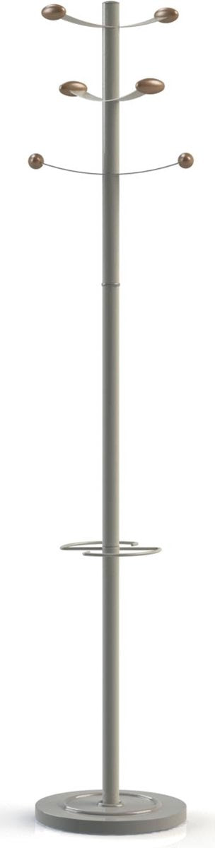 Perchero Unilux bouquet, altura 175 cm, 6 ganchos para ropa, madera gris