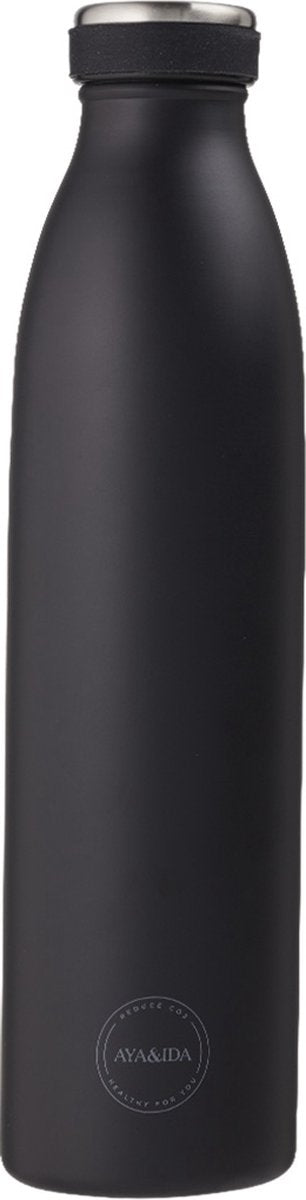 Aya ida - botella para beber - termo - botella de agua - 750 ml - negro mate