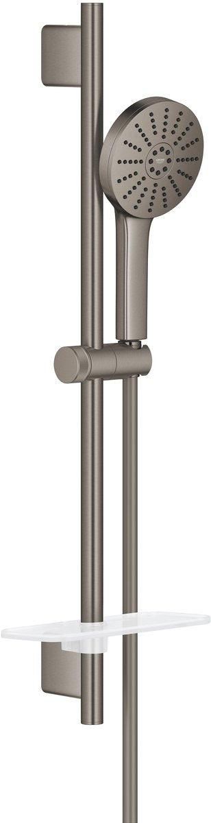 Set doccia Grohe vitalio joy+ 120 con asta doccia - con soffione, flessibile doccia portasapone - 3 tipi di getto - aqua booster - risparmio idrico (7l min) - grafite dura spazzolata