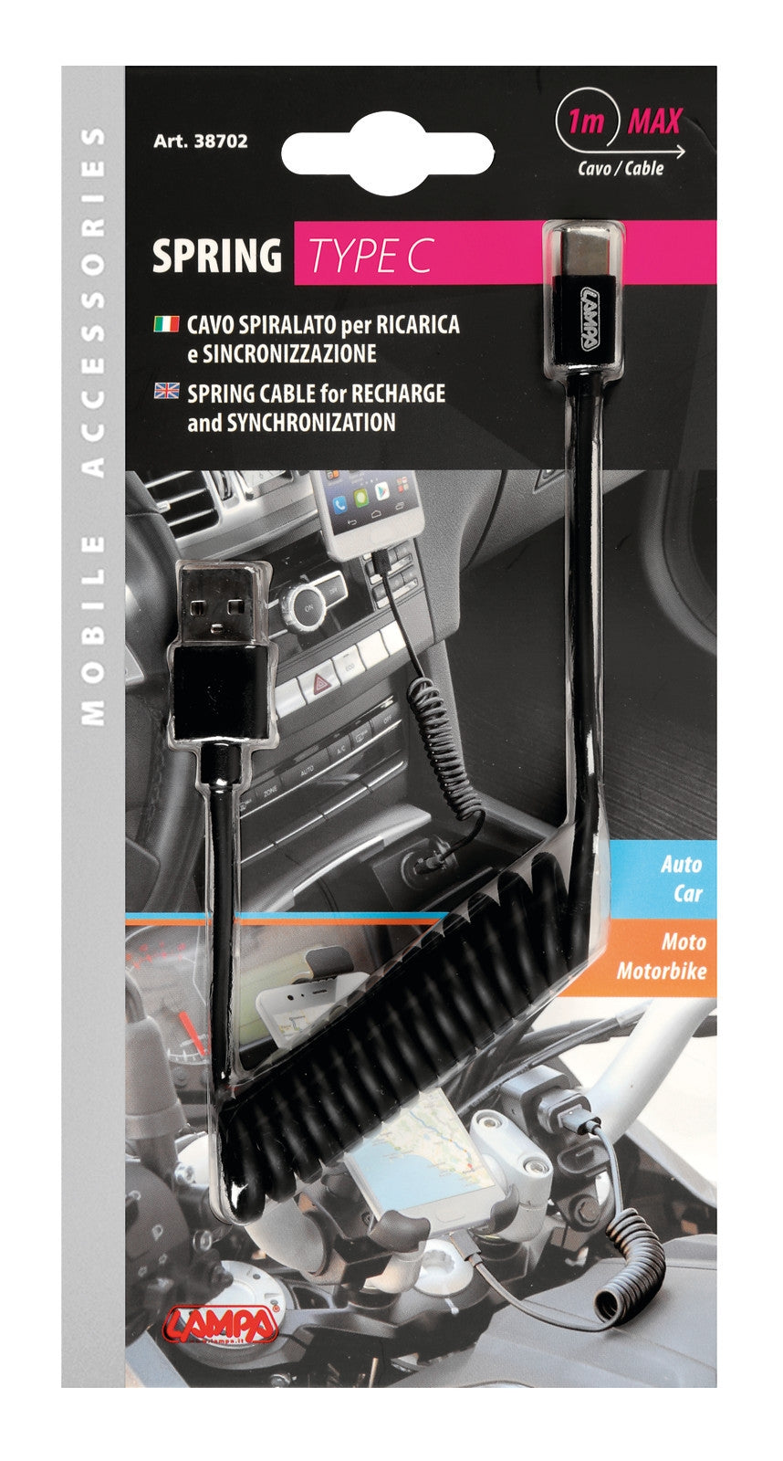 Cable de carga Lampa Tipo C Optiline 100 cm Negro