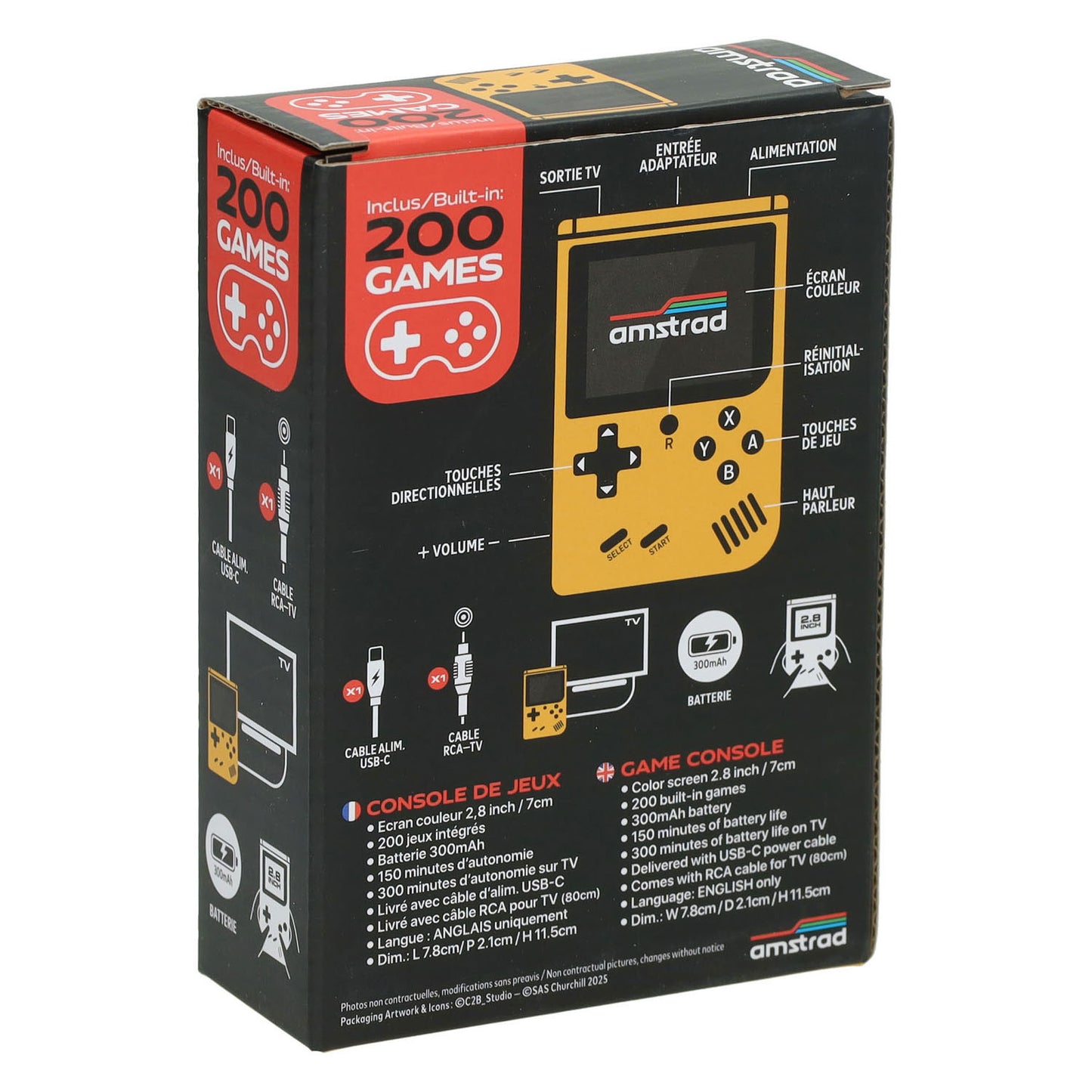 Gamebox - console di gioco portatile con 200 giochi - gialla