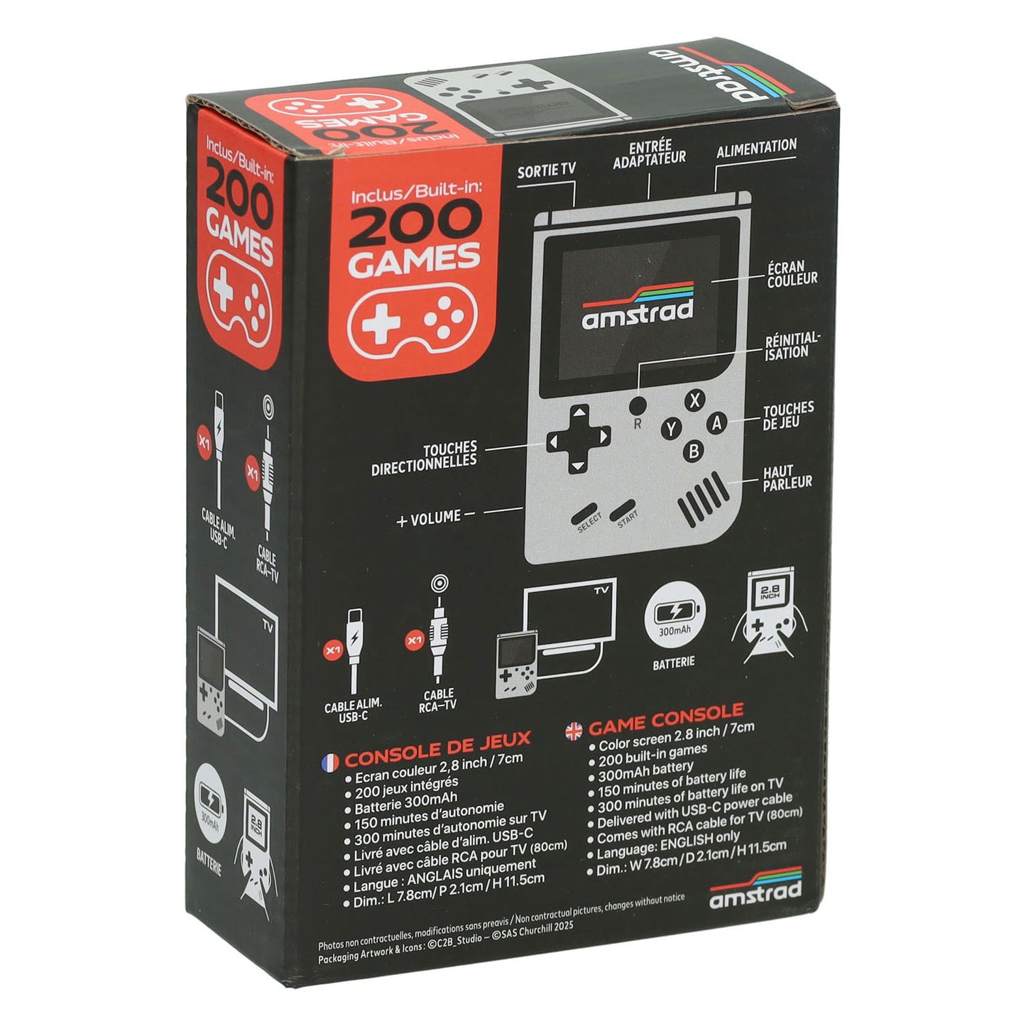 Gamebox - console di gioco portatile con 200 giochi - bianco