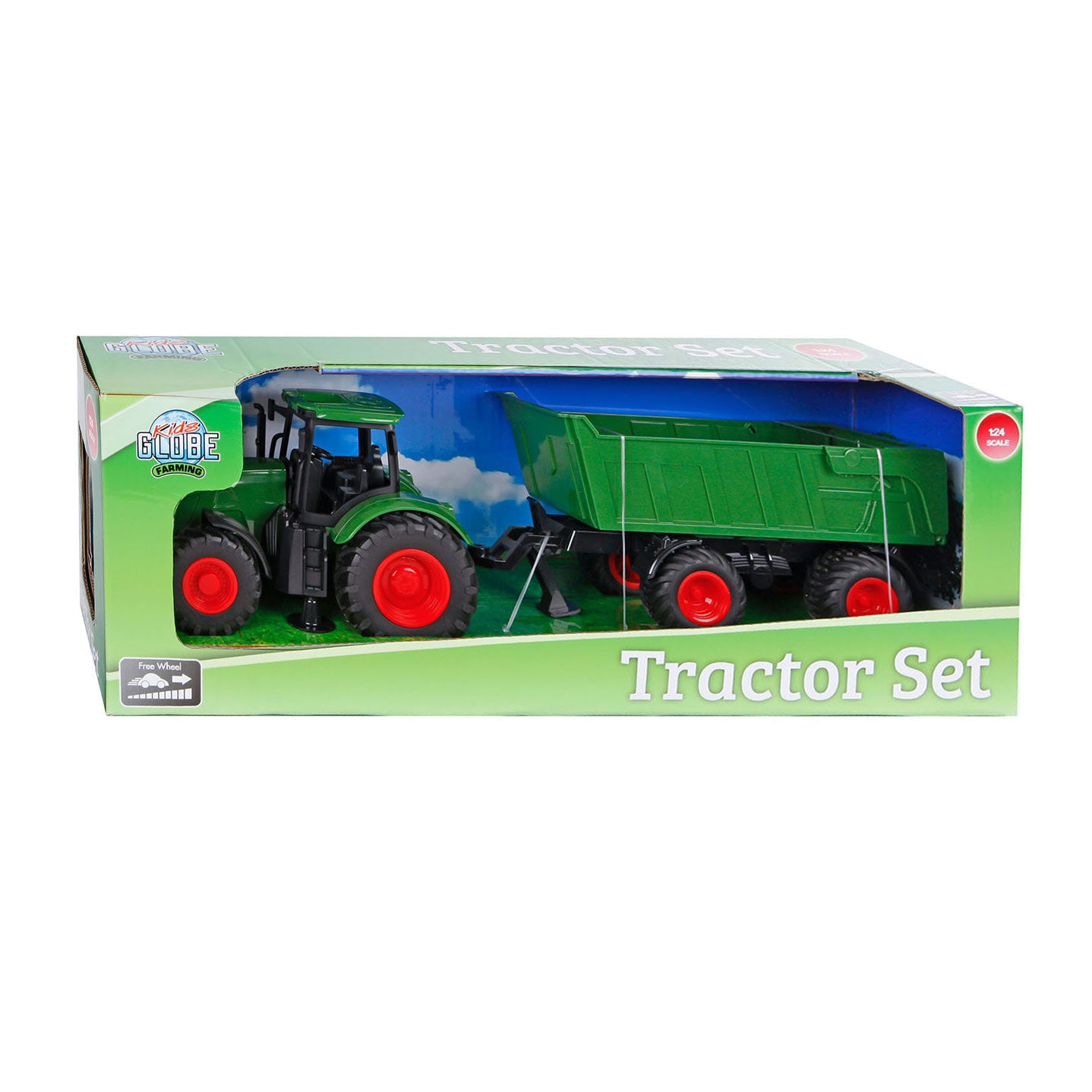Kids Globe Globe Tractor con Trailer Green, 41 cm
