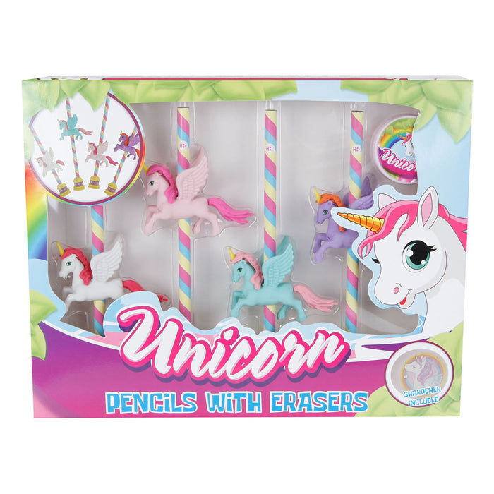 lápices de unicornio con borrador de borrador y lápiz