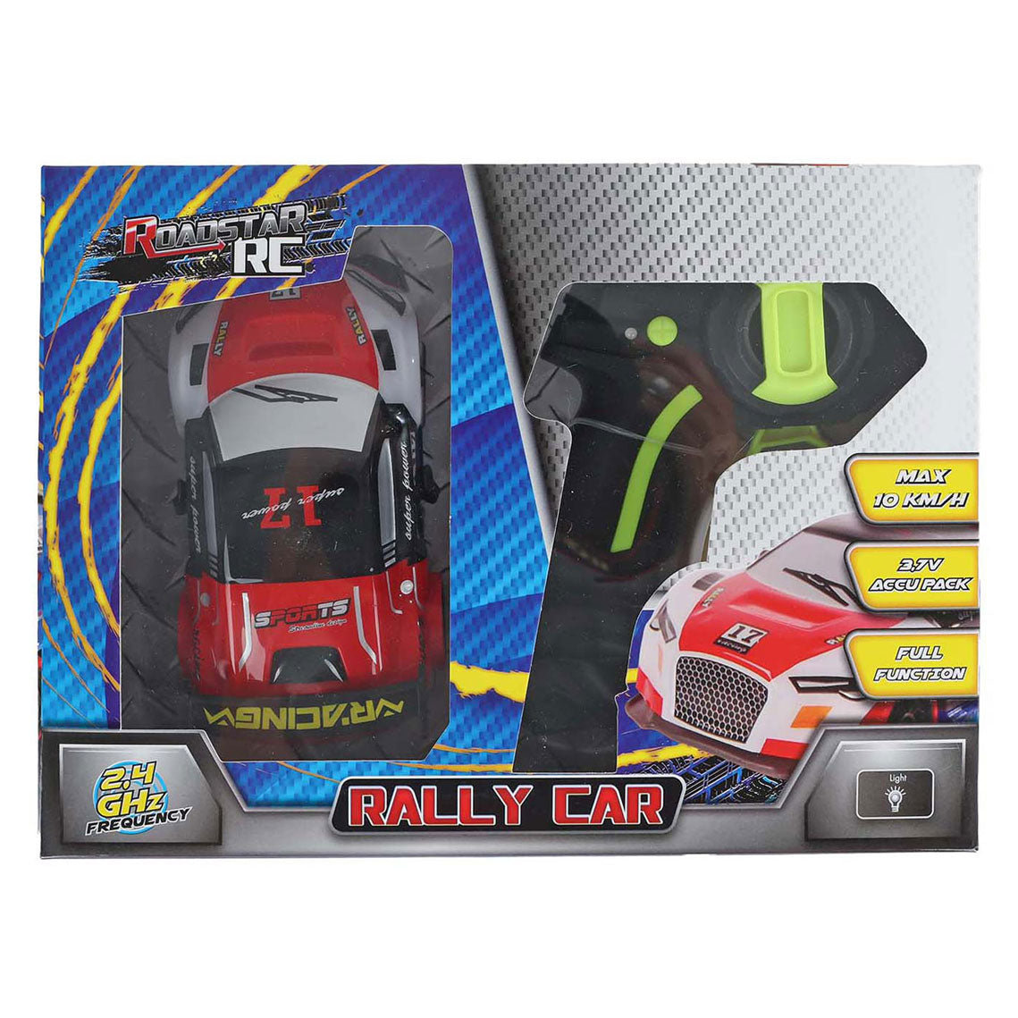RC Roadstar RC Orientable Rally Auto con luz de 2.4 GHz Red, 13 cm