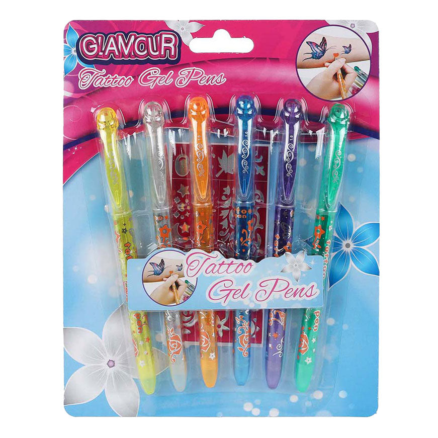 Glamour Glitter Tattoo Pens, 6st.