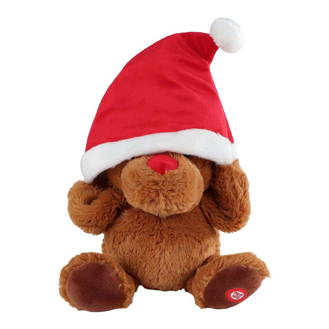 Portami a casa ballando le renne con il cappello di Babbo Natale e la musica