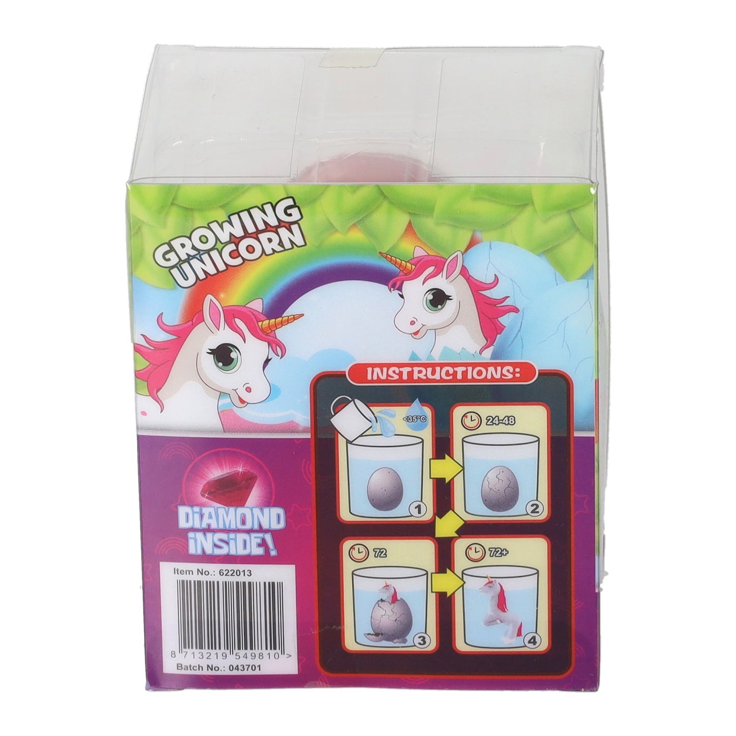Huevo de unicornio con unicornio en crecimiento y diamante - 8cm