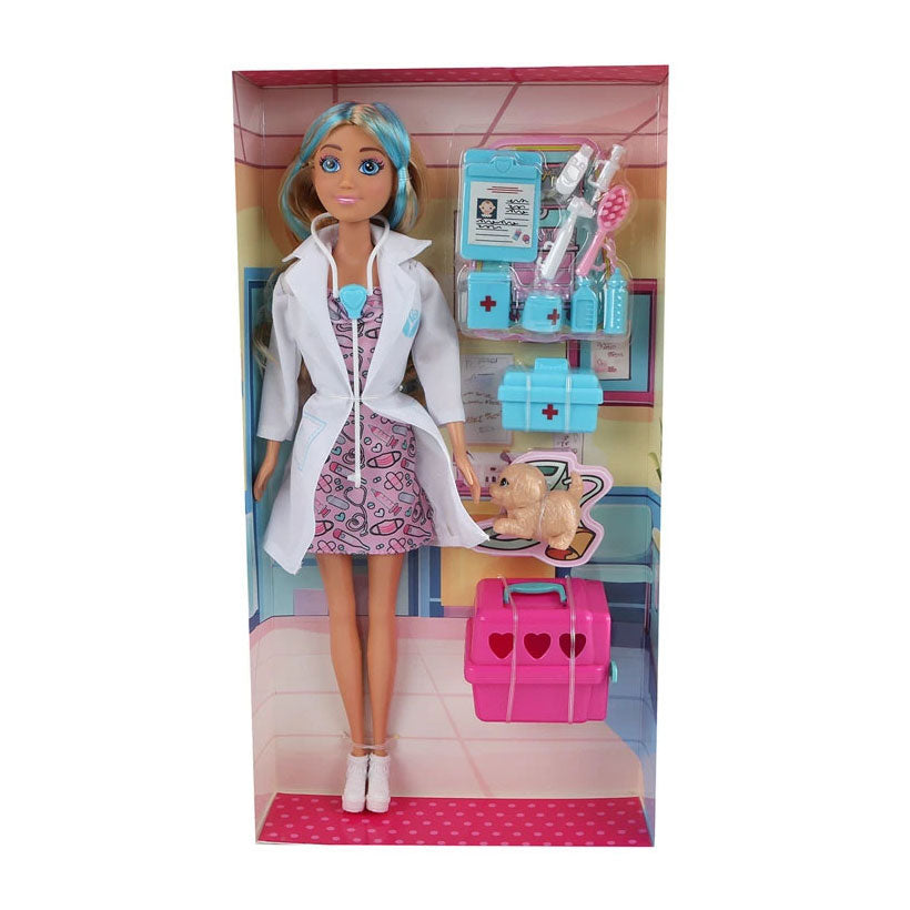 Modelo veterinario con cachorro, 29 cm.