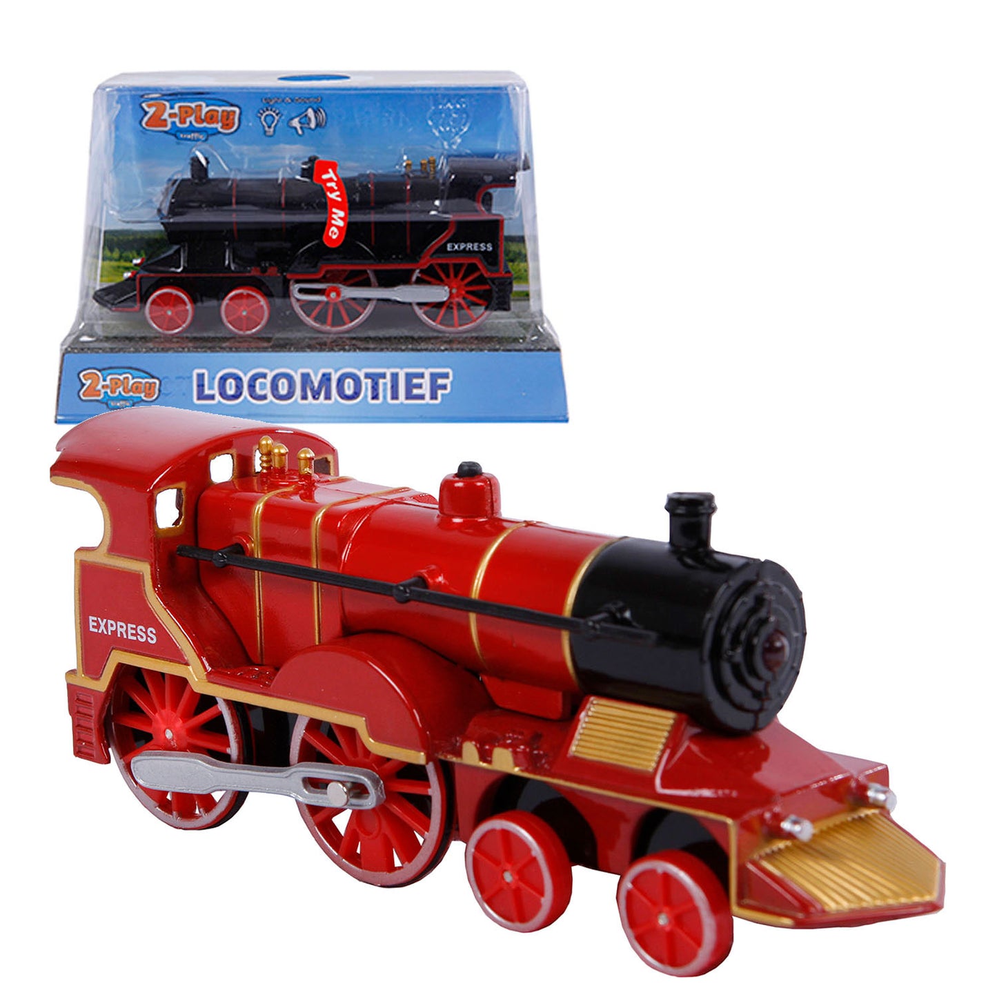 Locomotora de 2 play-fast con luz y sonido, 14 cm